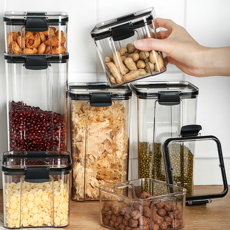 moistureproof crisper with lid locked on both sides sealed storage jars of whole grains snacks and dried fruits