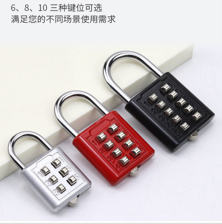 35mm Button Password Lock Zinc Alloy Bathroom Gym Padlock Elderly Non-Replaceable Password Lock Factory Direct Sales