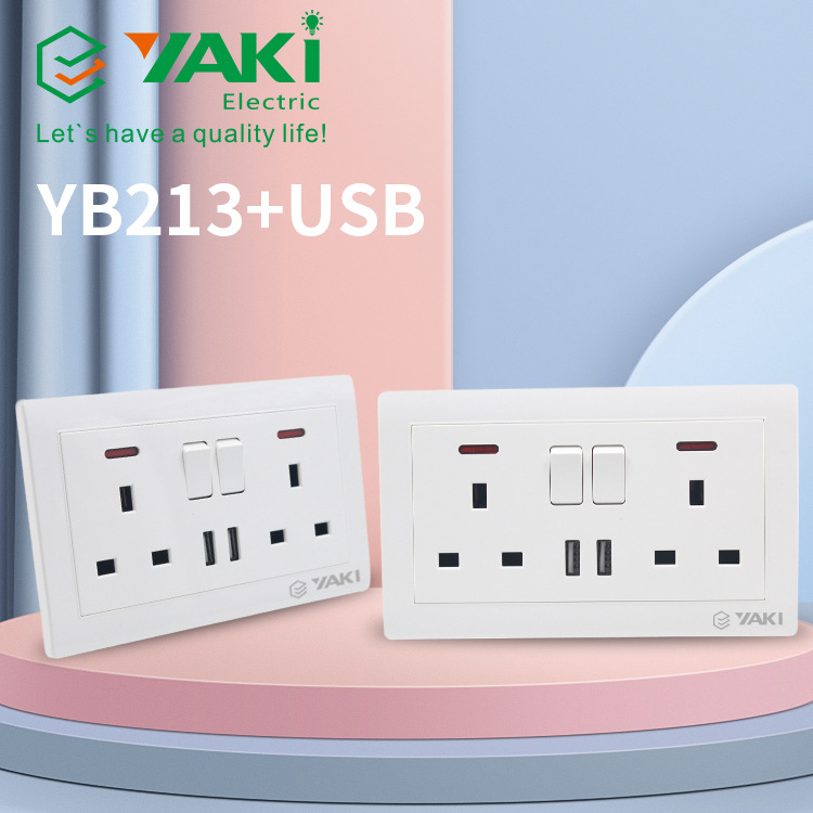 USB British Wall Socket Switch Single Double Control Three Or Five Holes Kitchen Switch South Africa Copper Pieces Silver Contact Africa