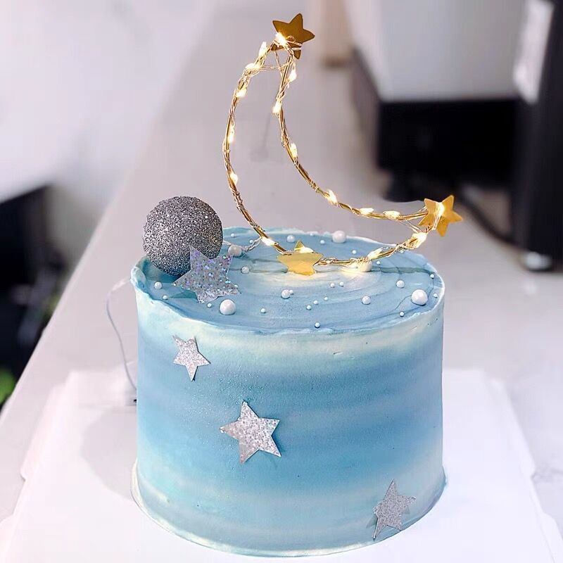 Wire Moon Cake Decorative String Lights New Multi-Gear Switch Light with Warm Lamp Crown Feather Small Lamp 1 M