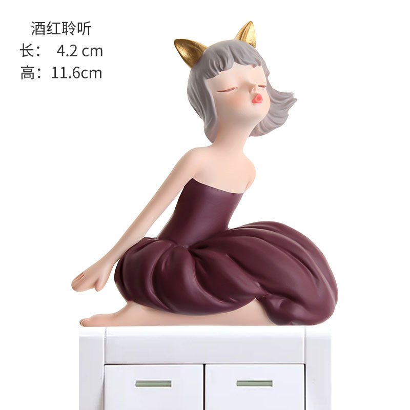 Resin Crafts Switch Sticker Socket Girl Cartoon Refridgerator Magnets Nordic Style Teenage Creative Stickers