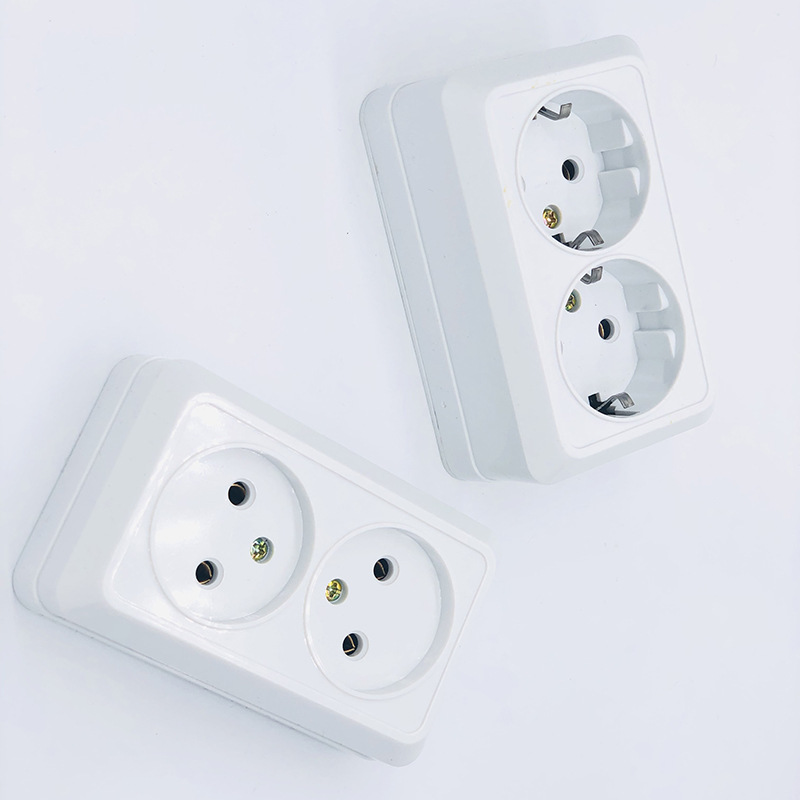 European SR series wall switch, double hole, double French floor socket board, insulated baby&#039;s electric socket
