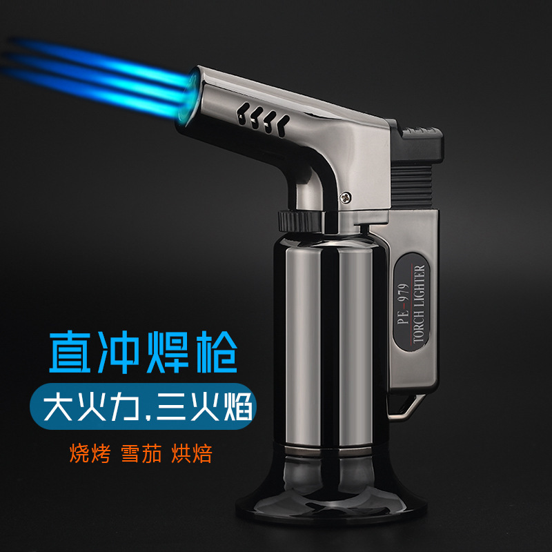 Outdoor Barbecue Kitchen Baking Ignition Three Fire Single Fire Welding Gun High Temperature Flame Gun Lighter Whole