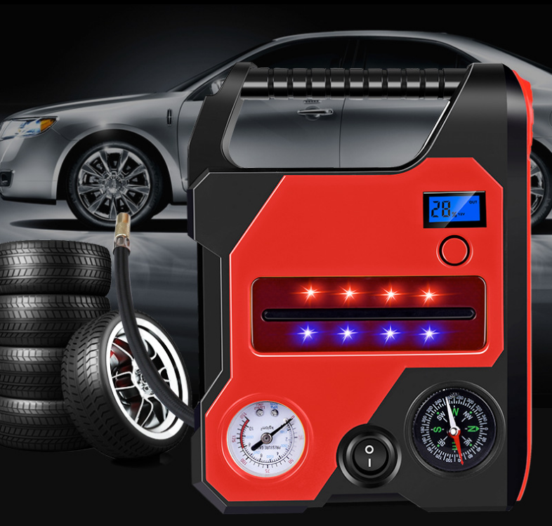 12V Automobile Emergency Start Power Source Light Bar Lithium Battery Inflatable Pump Integrated Machine for Mobile Ignition Diesel and Steam Double Start