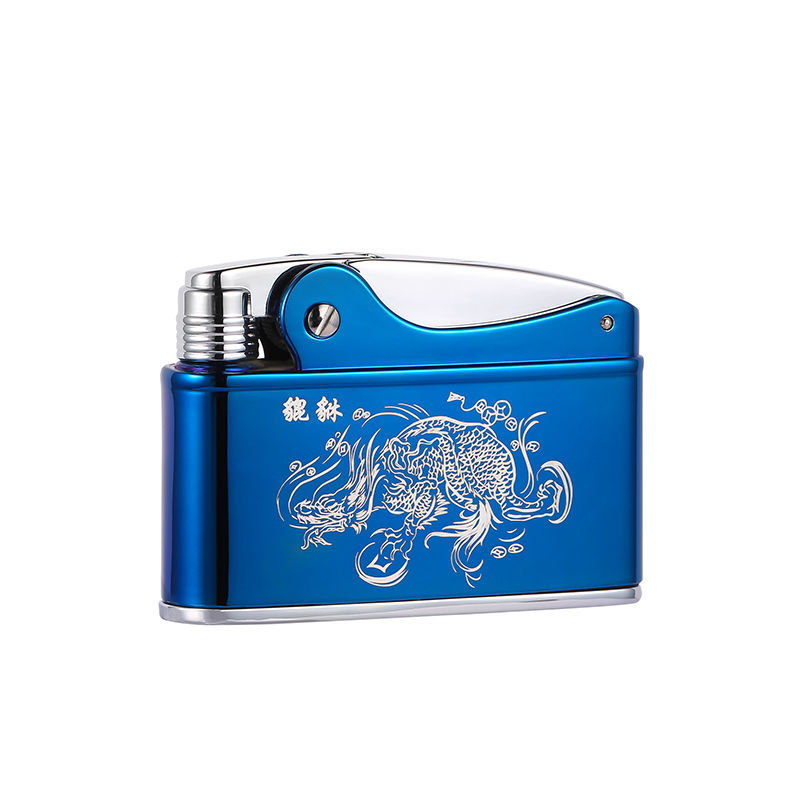Retro Old-Fashioned Lighter Kerosene One-Click Press Ignition Grinding Wheel Ultra-Thin Windproof Creative Personality Lettering