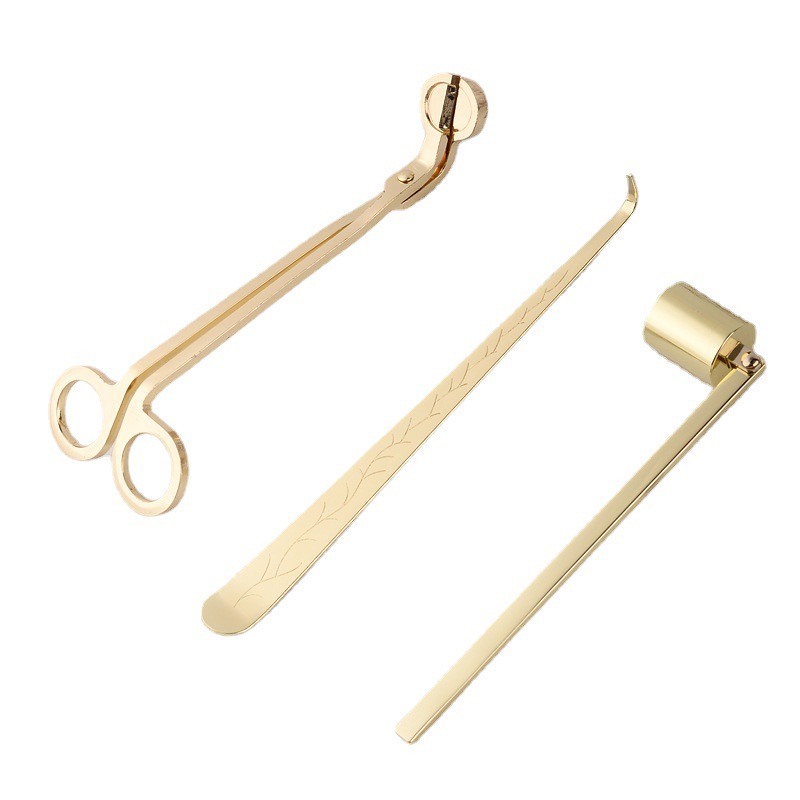 Manufacturer Aromatherapy Extinguishing Candle Tool Three-Piece Suit Extinguishing Candlewick Scissors Bell Cover Hook Igniter Candle Suppressor