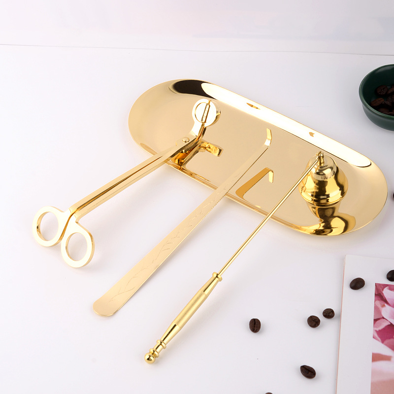 Manufacturer Aromatherapy Extinguishing Candle Tool Three-Piece Suit Extinguishing Candlewick Scissors Bell Cover Hook Igniter Candle Suppressor