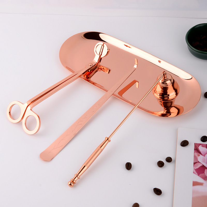 Manufacturer Aromatherapy Extinguishing Candle Tool Three-Piece Suit Extinguishing Candlewick Scissors Bell Cover Hook Igniter Candle Suppressor