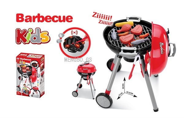 Xiongcheng Children Play House Electric Barbecue Oven Cart Toy Simulation BBQ Food Realistic Sound Igniter