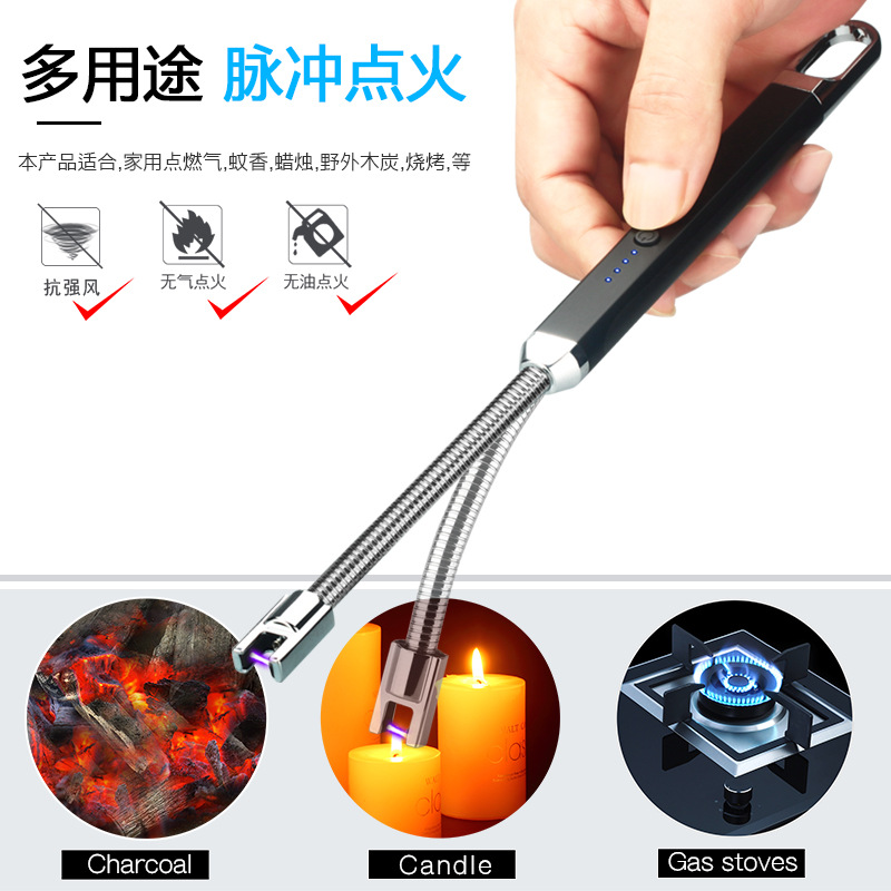 New Arc Pulse Windproof Burning Torch Metal Igniter Gas Stove Natural Gas Igniter Lighter Cross-Border