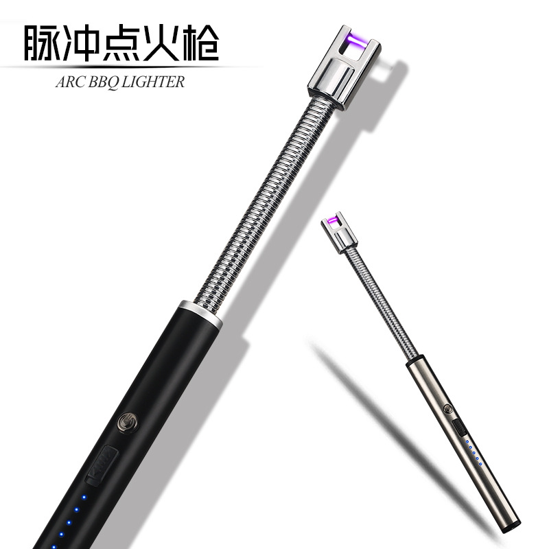 872 Metal Elbow Arc Burning Torch Electric Quantity Display Gas Stove Igniter Outdoor Windproof Electronic Ignition Device