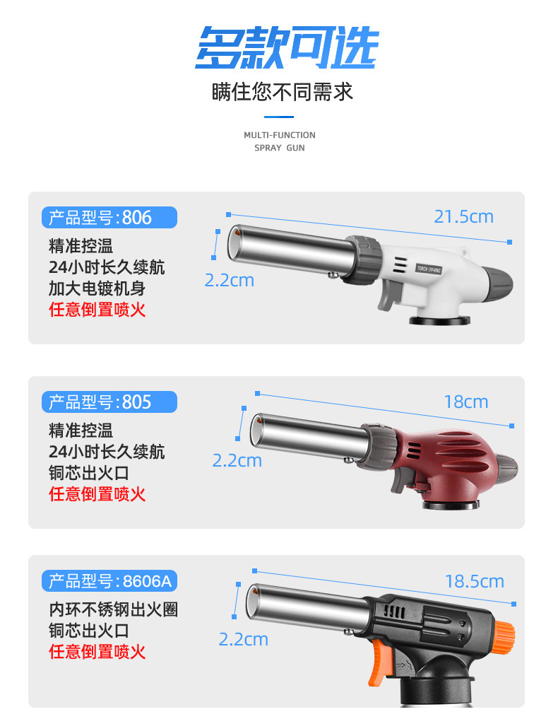 915 Flame Gun Portable Card Type Gas Tank Roast Pig Hair Baking Flame Igniter Blow Torch Butane Gas Welding Spray Gun Head