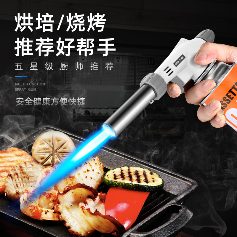 915 Flame Gun Portable Card Type Gas Tank Roast Pig Hair Baking Flame Igniter Blow Torch Butane Gas Welding Spray Gun Head
