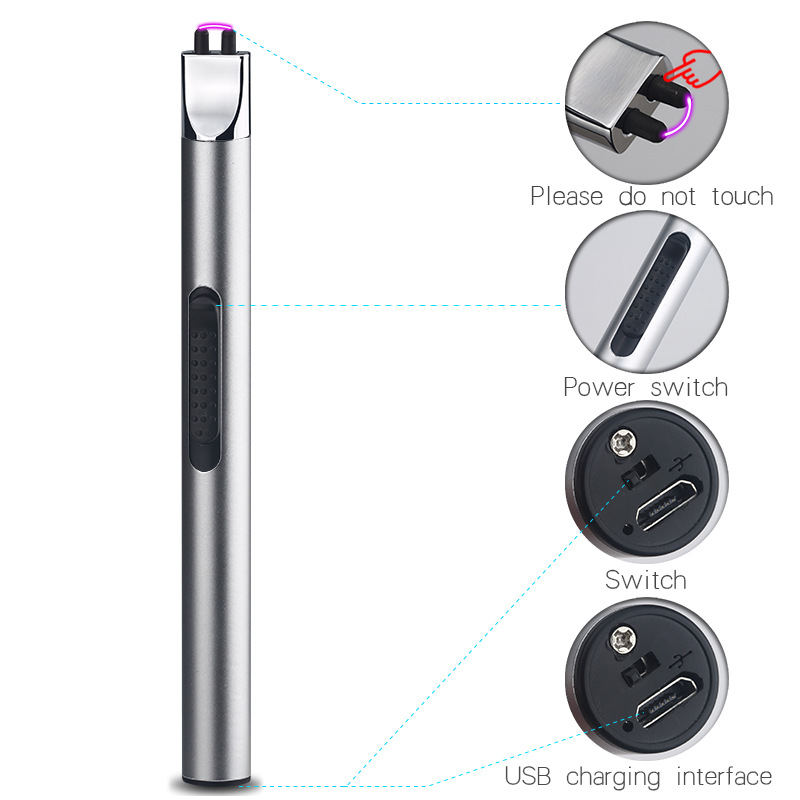 Cross-Border Mini USB Arc Burning Torch Kitchen Igniter Outdoor Barbecue Camping Lighter Windproof