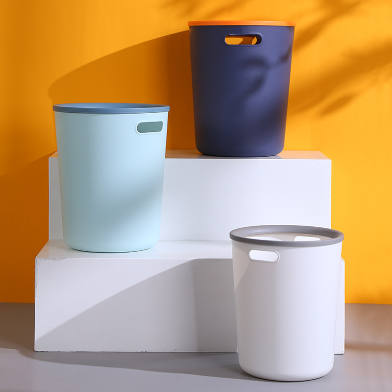 Trash Can Large Kitchen Classification Office Fashion Coverless Trash Basket Bedroom Bathroom Pressure Ring Dust Basket