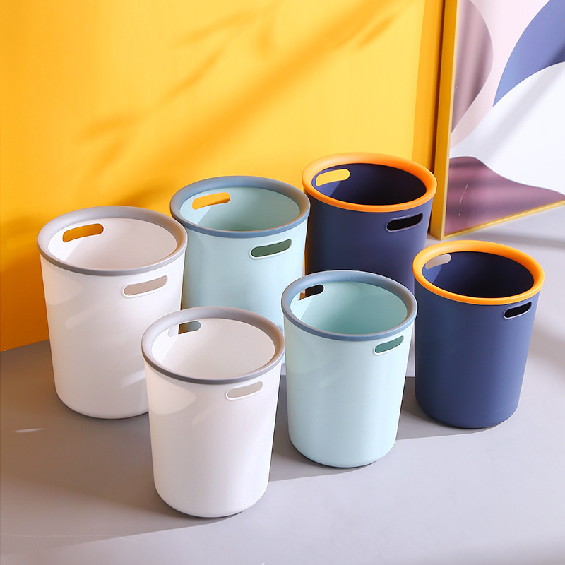 Trash Can Large Kitchen Classification Office Fashion Coverless Trash Basket Bedroom Bathroom Pressure Ring Dust Basket