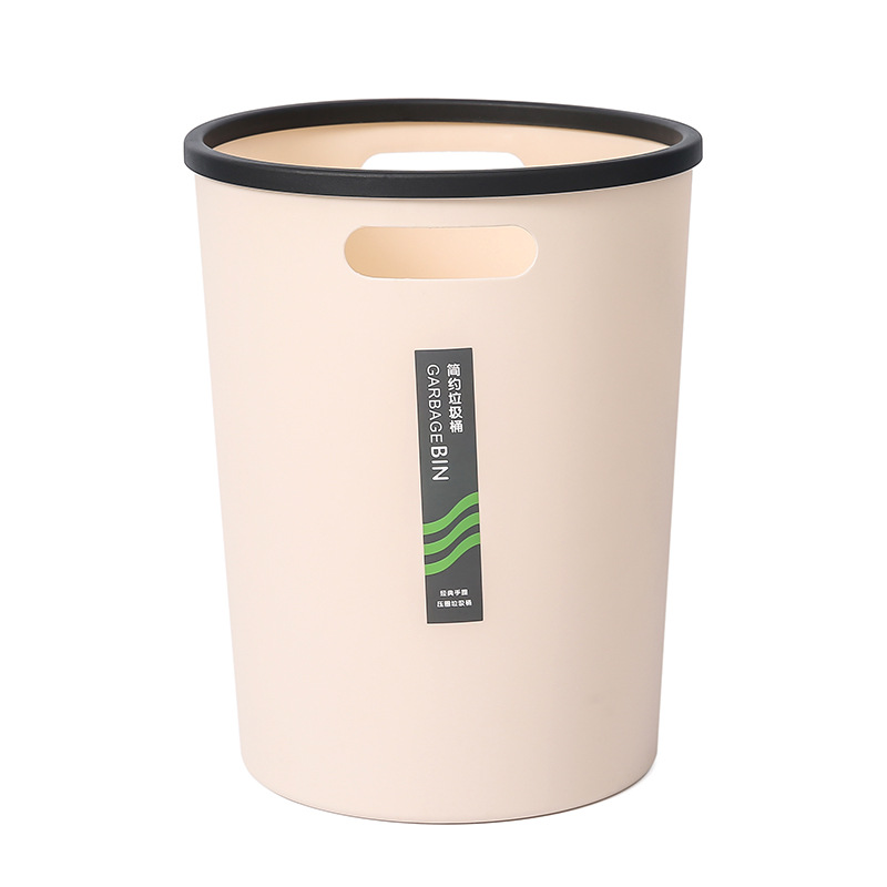 Simple Portable Trash Can Household Living Room and Kitchen Bathroom Office Wastebasket Large Pressure Ring Plastic Trash Can