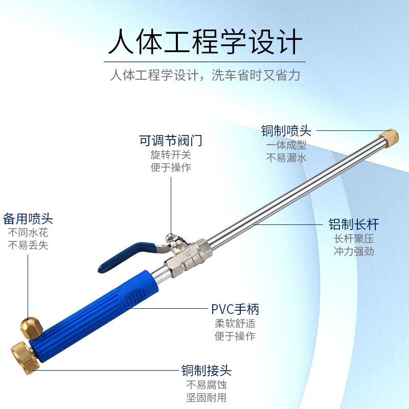 Hot Selling Models Supply High-Pressure Flushing Car Washing Gun Garden Water Nozzle Amazon Waterjet (46cm)