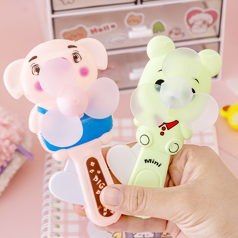 Hand Pressure Little Fan Mini Cartoon Hand-Held Manual Fan Pig Pikachu Fan Advertising Logo Hand-Held Fan