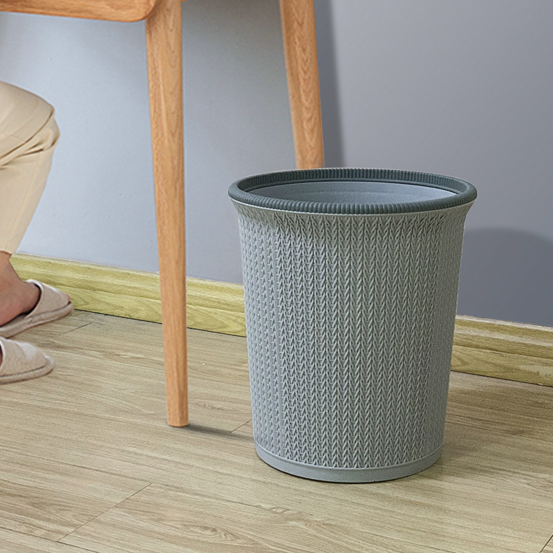 Pp Rattan-like Trash Can Classification Wet and Dry Trash Can Living Room Bedroom Bathroom Kitchen Pressure Ring Toilet Pail 12L