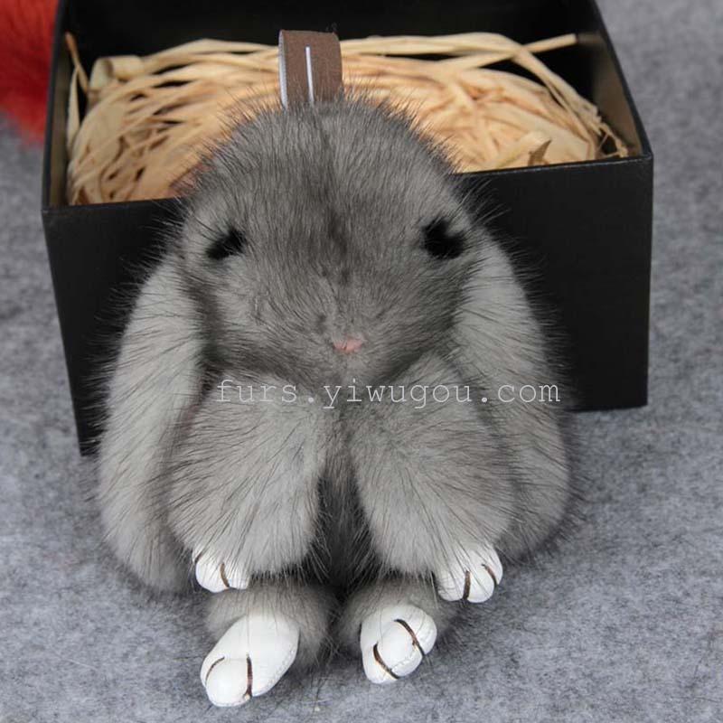 Rabbit fur dead car accessories high-end super adorable imported mink hair Copenhagen Rabbit Pendant Keychain