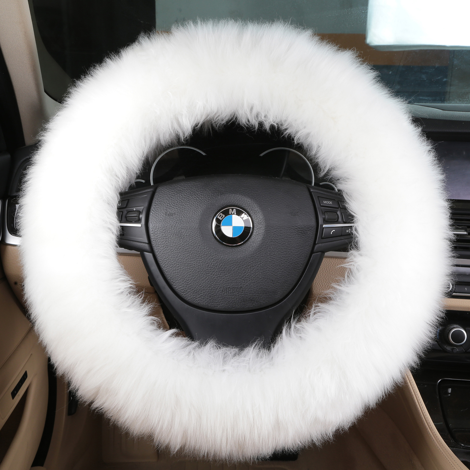 Pure Wool Steering Wheel Cover Real Cashmere Wool Australian Imported Sheepskin Winter Winter Car Long Wool Handle Cover