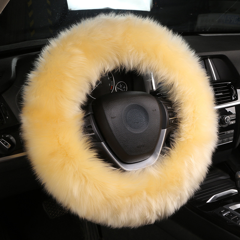 Pure Wool Steering Wheel Cover Real Cashmere Wool Australian Imported Sheepskin Winter Winter Car Long Wool Handle Cover