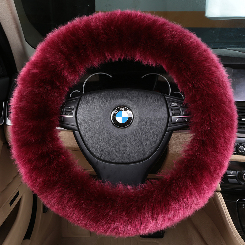 Pure Wool Steering Wheel Cover Real Cashmere Wool Australian Imported Sheepskin Winter Winter Car Long Wool Handle Cover