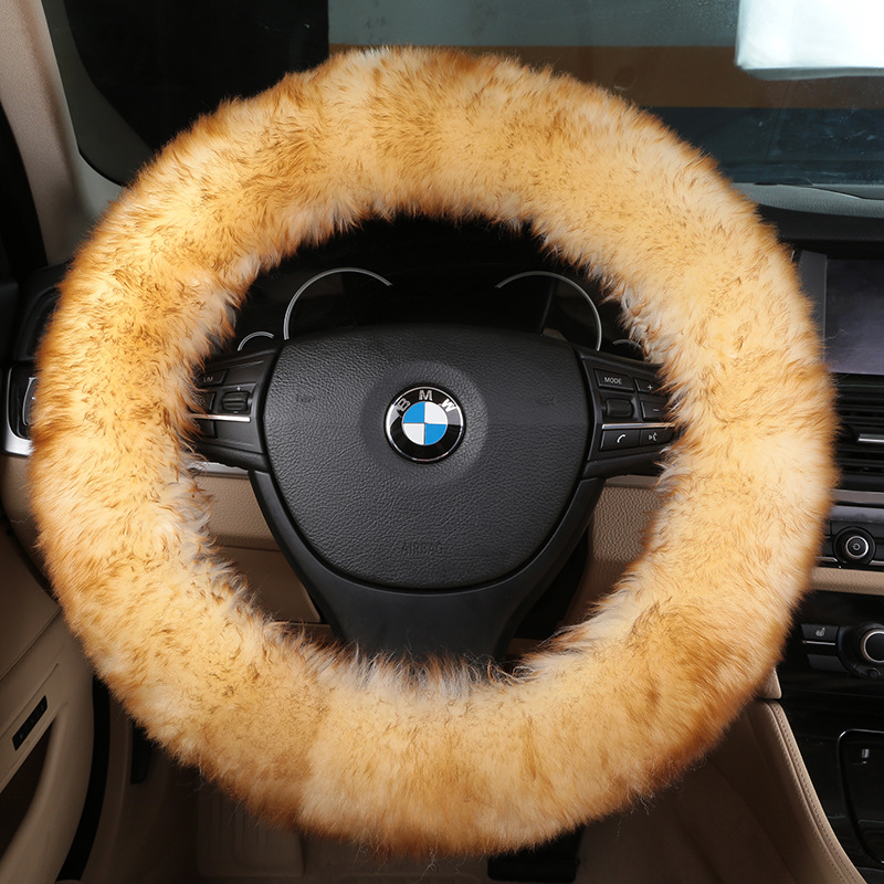 Pure Wool Steering Wheel Cover Real Cashmere Wool Australian Imported Sheepskin Winter Winter Car Long Wool Handle Cover