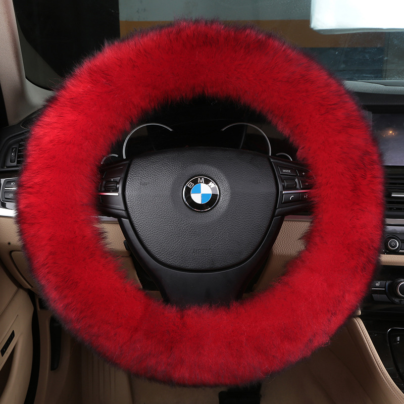 Pure Wool Steering Wheel Cover Real Cashmere Wool Australian Imported Sheepskin Winter Winter Car Long Wool Handle Cover