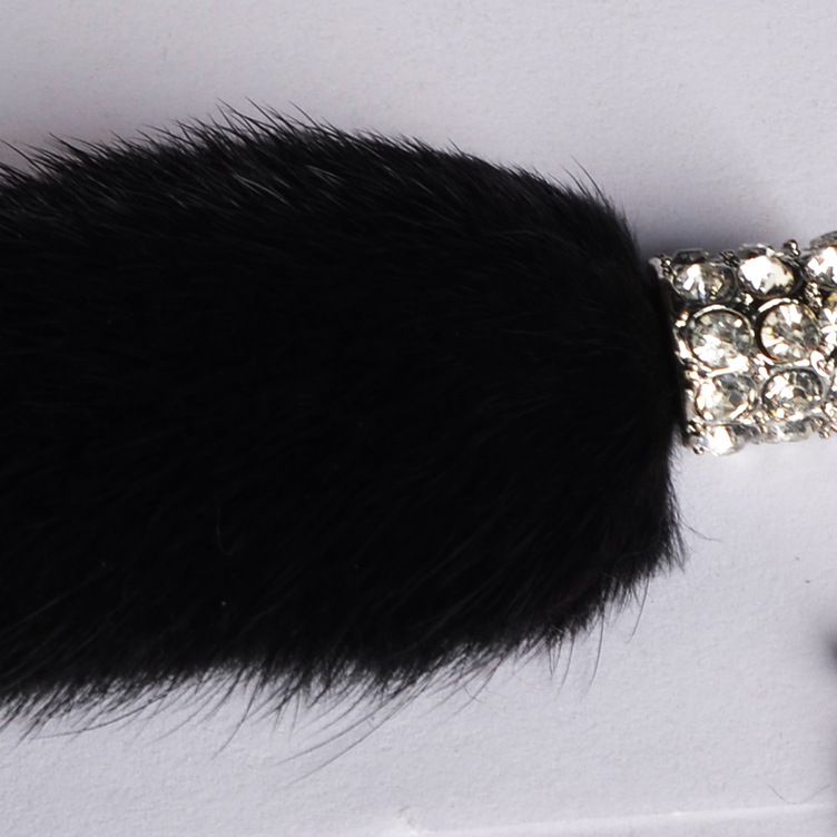 Mink car key pendant black imported Mink tail key chain male and female key pendant free of breeding