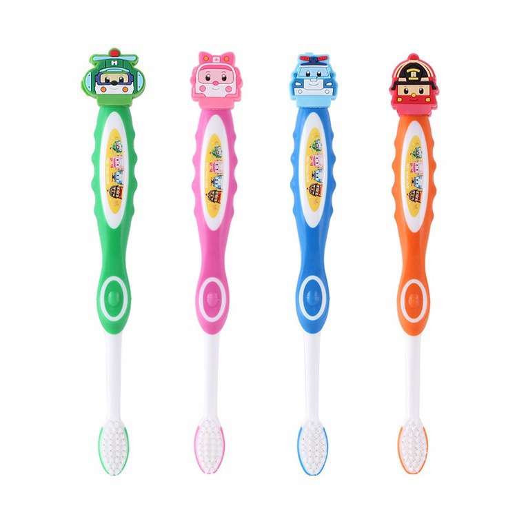 South Korea Imported My Ke Ai Poli Peli Children&#039;s Toothbrush Three-Dimensional Cartoon Soft Fur Deformation Police Car Toothbrush