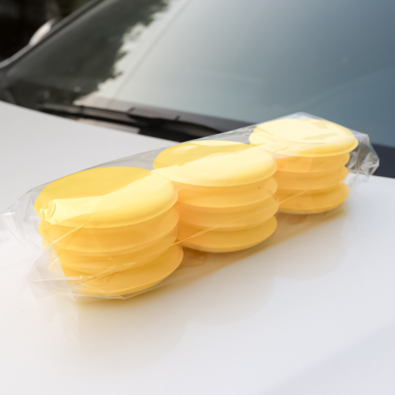 Car Supplies Car Sponge Tools Edge Pressing Waxing Sponge Compressed round Waxing Sponge 12 Pieces a Pack