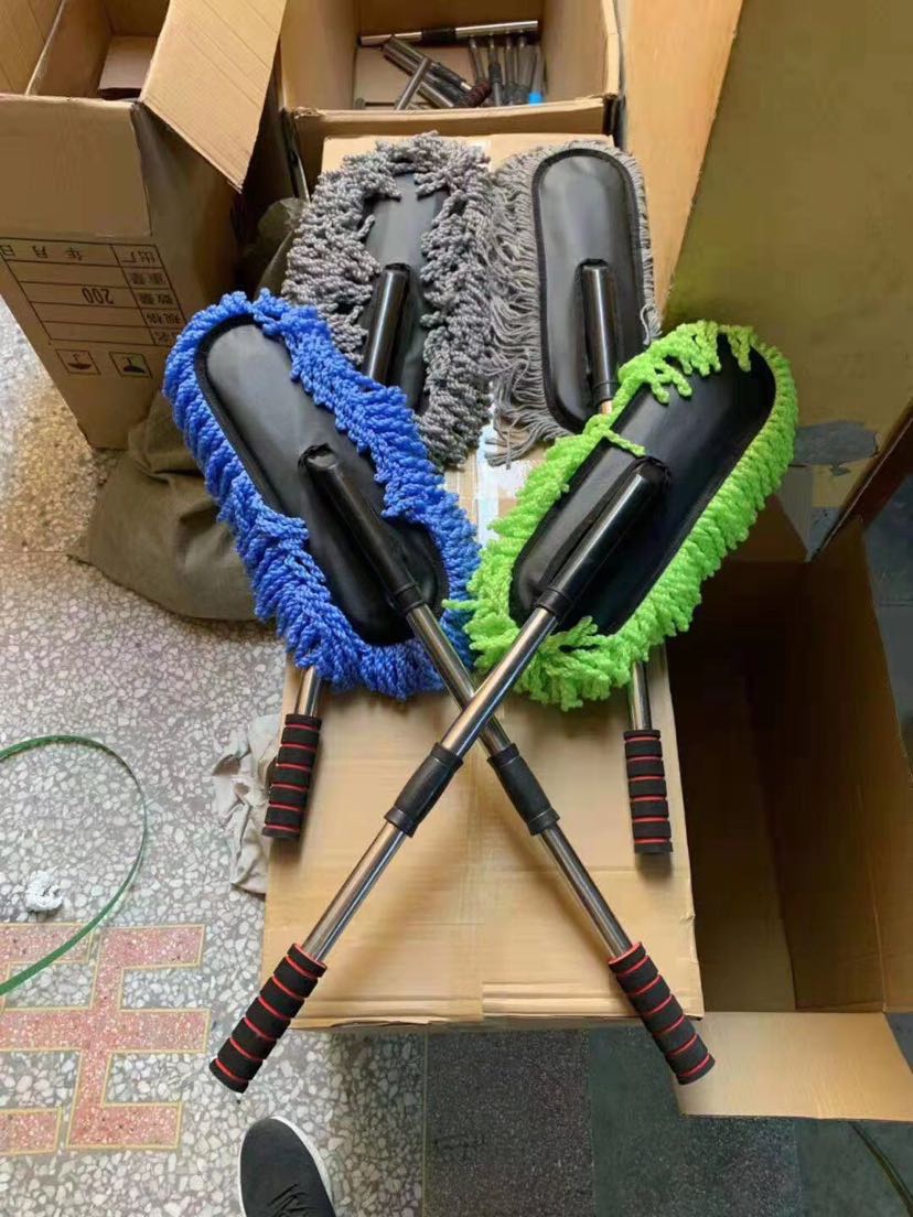 Special mop new car wash long handle rod retractable soft wool cotton car wax brush multi - functional mop