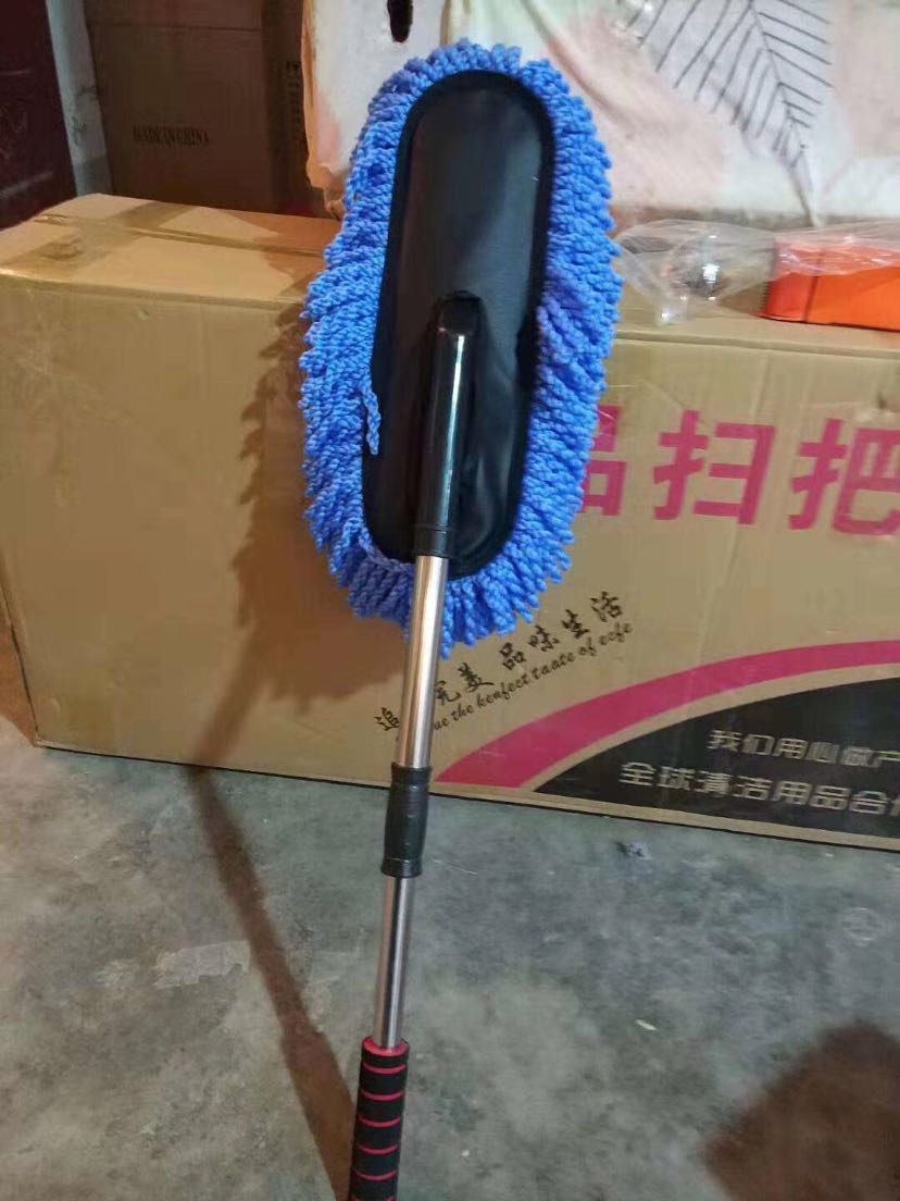 Special mop new car wash long handle rod retractable soft wool cotton car wax brush multi - functional mop