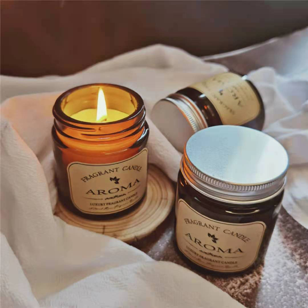 Factory Customized Aromatherapy Candle Brown Glass High-Grade Essential Oil Soy Wax Decoration Gift Paper Box Car Daily Necessities