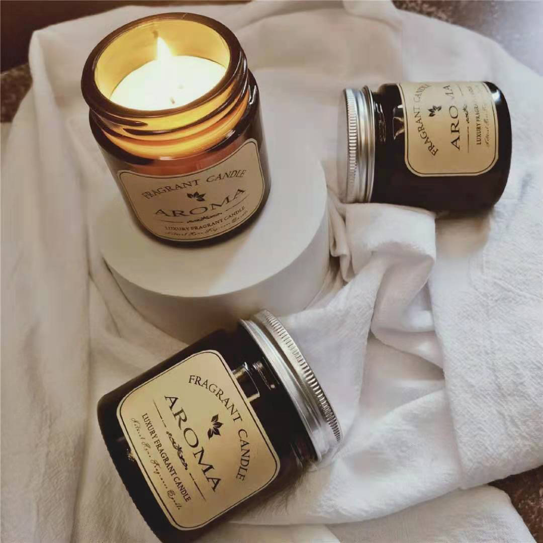 Factory Customized Aromatherapy Candle Brown Glass High-Grade Essential Oil Soy Wax Decoration Gift Paper Box Car Daily Necessities