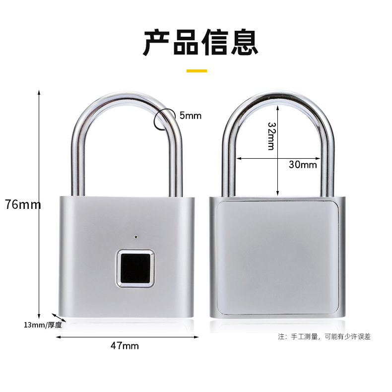 Smart Padlock Waterproof Luggage Zipper Gym Wardrobe Door Electronic Fingerprint Password Padlock