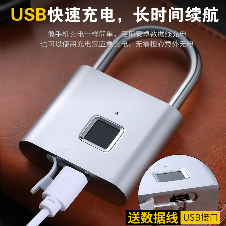 Smart Padlock Waterproof Luggage Zipper Gym Wardrobe Door Electronic Fingerprint Password Padlock