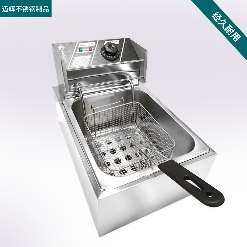 Factory Direct Sales Desktop Electrical Twin-Tank Frying Oven Deep Frying Pan Commercial French Fries Frying Machine Thickened Single Cylinder Fried Machine