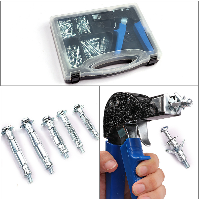 72-Piece Set Hollow Gecko Gun Riveter Riveting Gun Set M4m5 Gypsum Board Wood Pulling Gun Tool