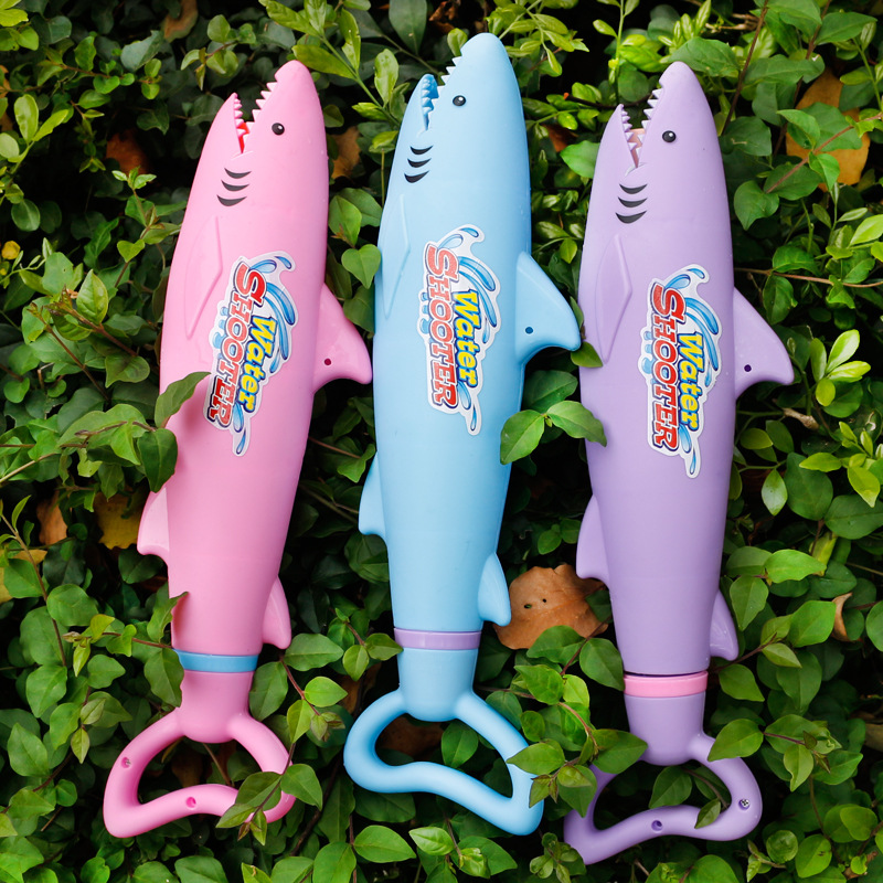 New Children&#039;s Toys High-Pressure Pull-out Cartoon Shark Summer Summer Vacation Beach Drifting Water Spray Gun Factory Wholesale