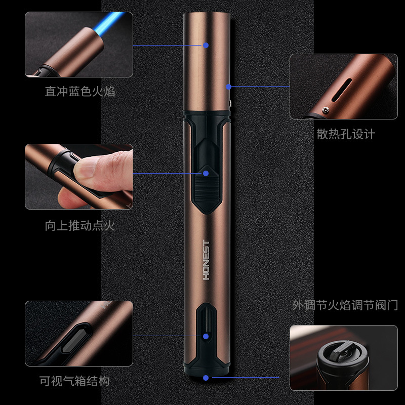 Baicheng New Windproof Straight Lighter Cigar Special Spray Gun Straight Portable Outdoor Lighter Wholesale