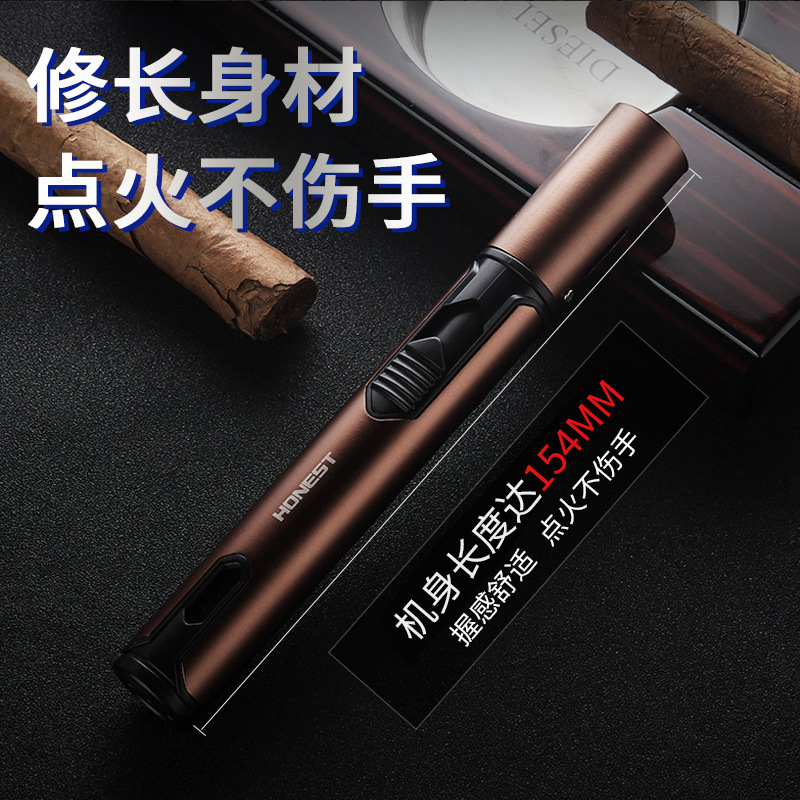Baicheng New Windproof Straight Lighter Cigar Special Spray Gun Straight Portable Outdoor Lighter Wholesale