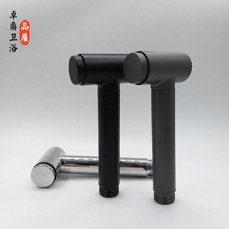 Zhuoding Copper Toilet Spray Gun Gray Button Boost Nozzle Press-Free Electroplating Copper Women&#039;s Washing Spray Gun