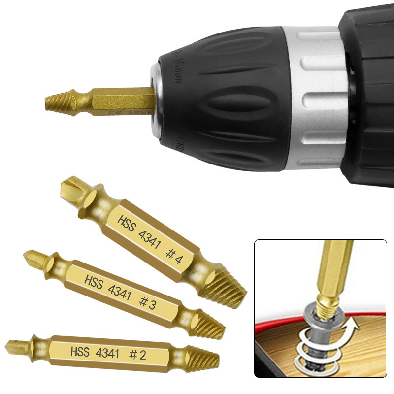 Factory Wholesale 6 Pack 4341 Screw Extractor-Gold Broken Stud Spanner Screw Extractor Nail Puller