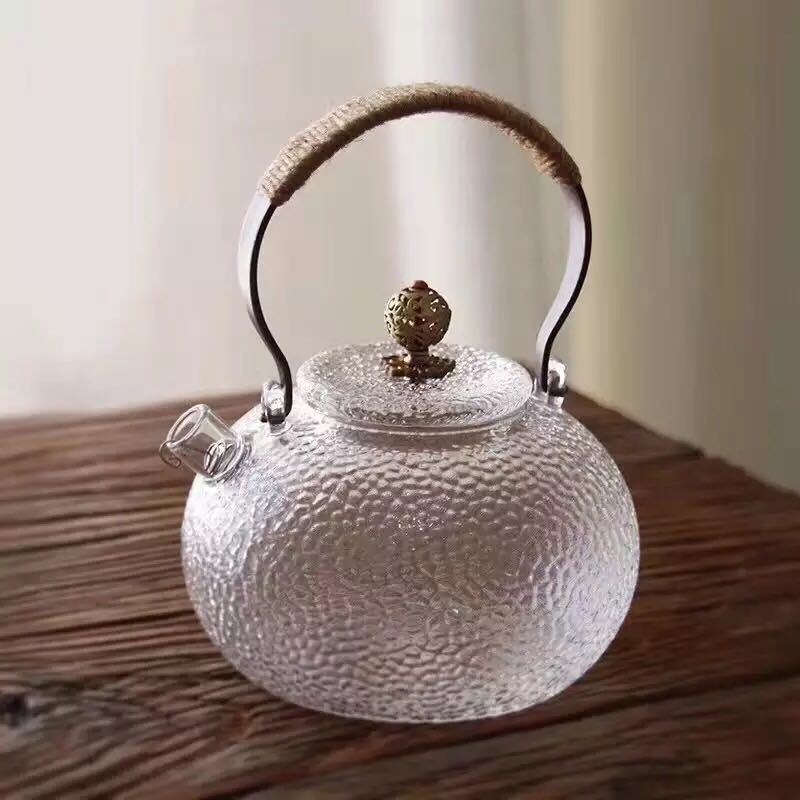 Pot Hammer Pattern Boiling Teapot Electric Ceramic Cooktop Special Kettle Copper Handles Glass LoopHandled Teapot Teapot