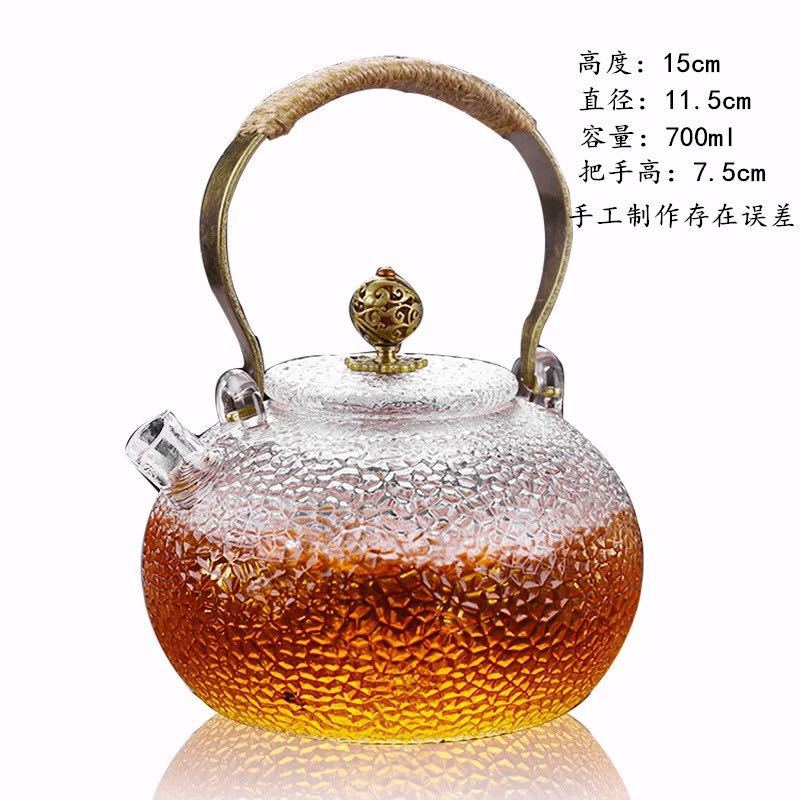 Pot Hammer Pattern Boiling Teapot Electric Ceramic Cooktop Special Kettle Copper Handles Glass LoopHandled Teapot Teapot