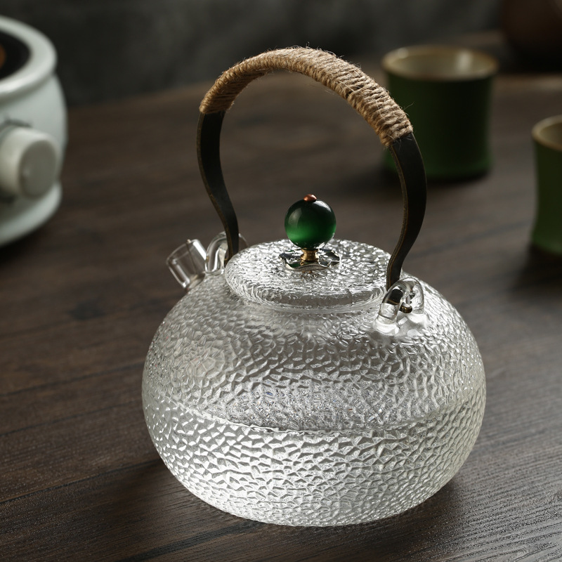 Pot Hammer Pattern Boiling Teapot Electric Ceramic Cooktop Special Kettle Copper Handles Glass LoopHandled Teapot Teapot