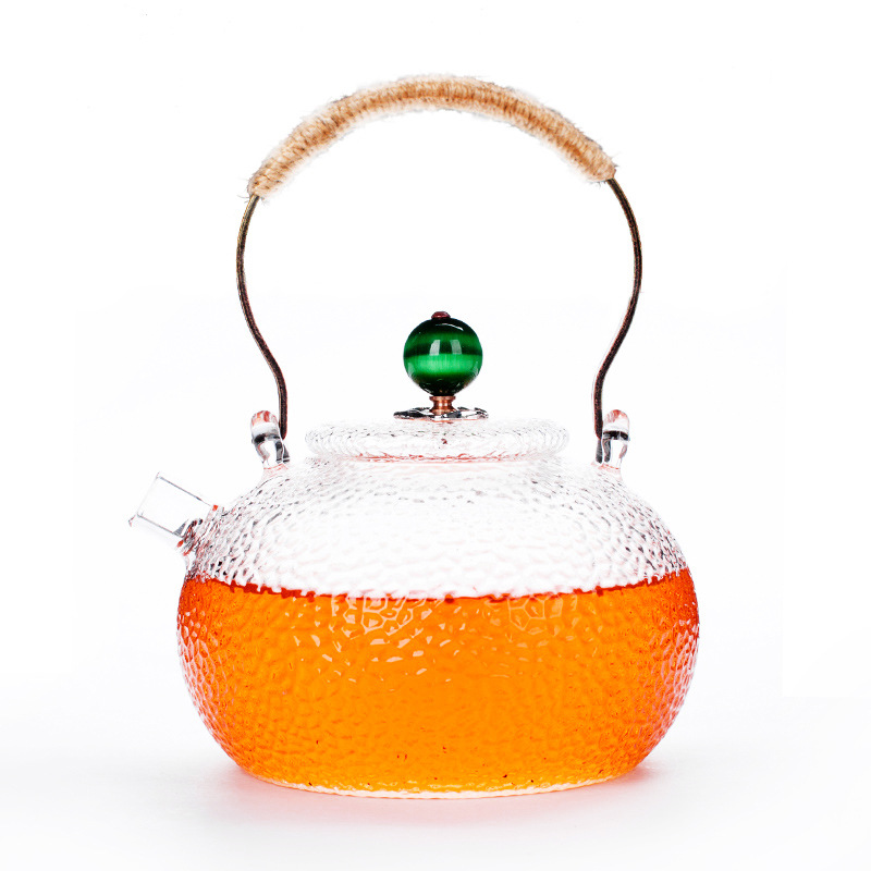 Pot Hammer Pattern Boiling Teapot Electric Ceramic Cooktop Special Kettle Copper Handles Glass LoopHandled Teapot Teapot